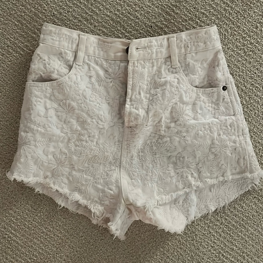 White, free people shorts.